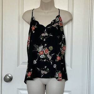 NWT Nine Britton Black Floral Lined Sleeveless Top Size M Adjustable Straps